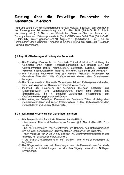 Feuerwehrsatzung