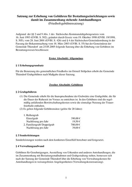 Friedhofgebührensatzung