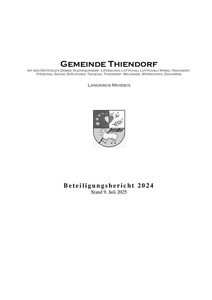 Ortsübliche Bekanntgabe Beteiligungsbericht 2024