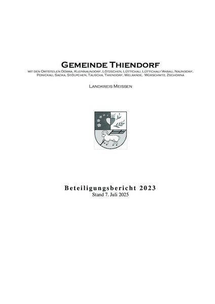 Ortsübliche Bekanntgabe Beteiligungsbericht 2023